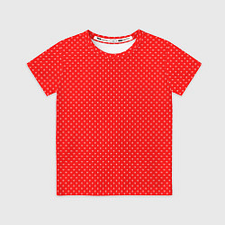 Детская футболка Сочный красный в маленький белый горошек