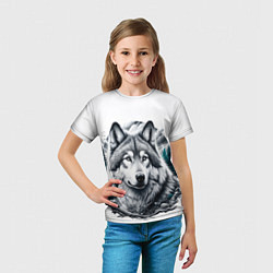 Футболка детская Волк и природа, цвет: 3D-принт — фото 2