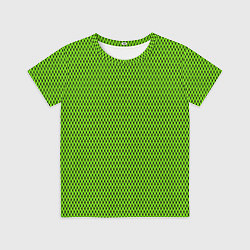 Футболка детская Кислотный зелёный имитация сетки, цвет: 3D-принт
