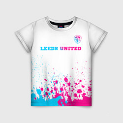 Футболка детская Leeds United neon gradient style посередине, цвет: 3D-принт