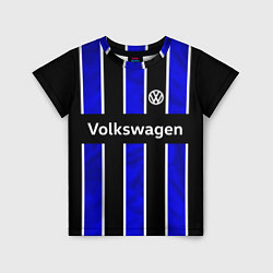 Футболка детская Фольцваген - черный и синий, цвет: 3D-принт