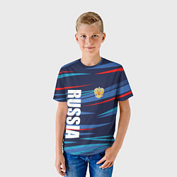 Футболка детская Россия - blue stripes, цвет: 3D-принт — фото 2