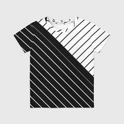 Футболка детская Чёрно-белый косые линии, цвет: 3D-принт