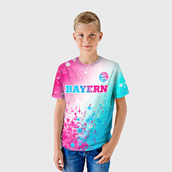 Футболка детская Bayern neon gradient style посередине, цвет: 3D-принт — фото 2