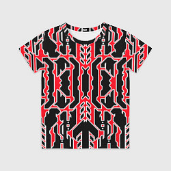 Футболка детская Техно красные линии с белой обводкой на чёрном фон, цвет: 3D-принт