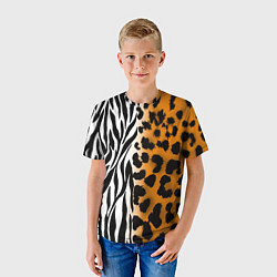 Футболка детская Леопардовые пятна с полосками зебры, цвет: 3D-принт — фото 2