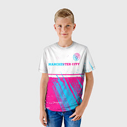Футболка детская Manchester City neon gradient style посередине, цвет: 3D-принт — фото 2