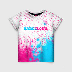 Футболка детская Barcelona neon gradient style посередине, цвет: 3D-принт