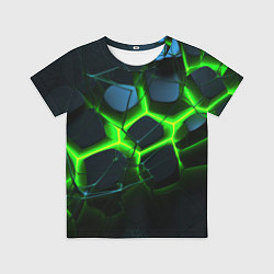 Футболка детская Зеленый неон и разлом плит, цвет: 3D-принт