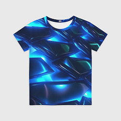 Футболка детская Синие абстрактные неоновые плиты, цвет: 3D-принт