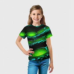 Футболка детская Зеленая змеиная абстрактная текстура, цвет: 3D-принт — фото 2