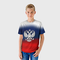 Футболка детская Россия герб краски, цвет: 3D-принт — фото 2