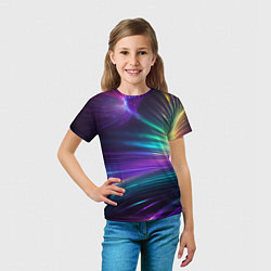 Футболка детская Неоновые лучи на фиолетовом фоне, цвет: 3D-принт — фото 2
