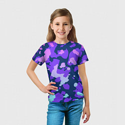 Футболка детская Паттерн с розовыми фиолетовыми и голубыми пятнами, цвет: 3D-принт — фото 2