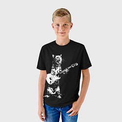 Футболка детская Кот играет на электрогитаре, цвет: 3D-принт — фото 2