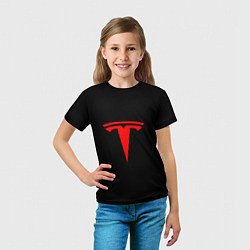 Футболка детская Tesla red logo, цвет: 3D-принт — фото 2