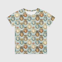 Футболка детская Совы птицы паттерн, цвет: 3D-принт