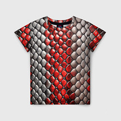Футболка детская Змеиная объемная текстурная красная шкура, цвет: 3D-принт