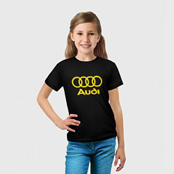 Футболка детская Audi logo yellow, цвет: 3D-принт — фото 2