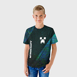 Футболка детская Minecraft glitch blue, цвет: 3D-принт — фото 2