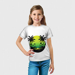 Футболка детская Кислотный пальмовый закат, цвет: 3D-принт — фото 2