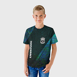 Футболка детская Liverpool glitch blue, цвет: 3D-принт — фото 2