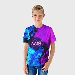 Футболка детская NASA neon flame, цвет: 3D-принт — фото 2