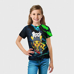 Футболка детская Радостный Пикачу рок звезда, цвет: 3D-принт — фото 2
