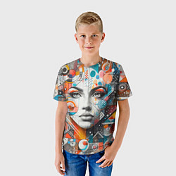 Футболка детская Лицо прекрасной девушки - граффити, цвет: 3D-принт — фото 2