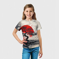 Футболка детская Бонсай и абстрактное солнце - экспрессия, цвет: 3D-принт — фото 2