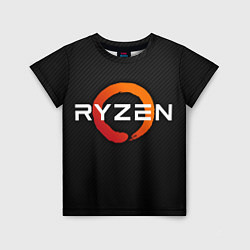 Футболка детская AMD ryzen logo carbon black, цвет: 3D-принт