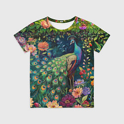 Футболка детская Павлин в саду, цвет: 3D-принт