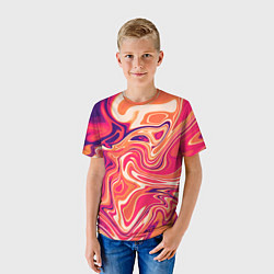 Футболка детская Абстракция кислотно мраморный фон, цвет: 3D-принт — фото 2