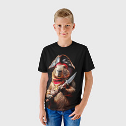 Футболка детская Капибара с пиратской пикой, цвет: 3D-принт — фото 2