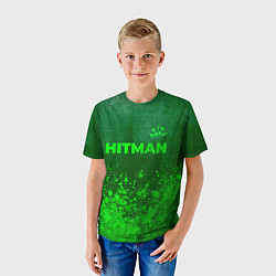 Футболка детская Hitman - green gradient посередине, цвет: 3D-принт — фото 2