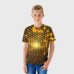 Футболка детская Металлические соты - роскошный блеск золота, цвет: 3D-принт — фото 2
