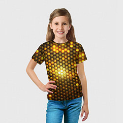 Футболка детская Металлические соты - роскошный блеск золота, цвет: 3D-принт — фото 2