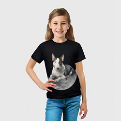 Футболка детская Бультерьер и луна, цвет: 3D-принт — фото 2