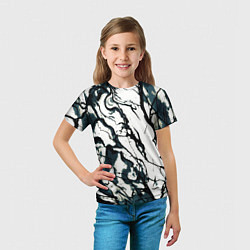 Футболка детская Абстрактная текстура мрамор белый с тёмно-синим, цвет: 3D-принт — фото 2