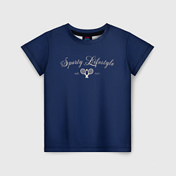 Футболка детская Sporty lifestyle синий фон для тенниса, цвет: 3D-принт