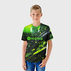 Футболка детская Deadlock logo зеленая абстракция, цвет: 3D-принт — фото 2