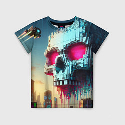 Футболка детская Cool pixel skull - ai art fantasy, цвет: 3D-принт