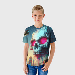 Футболка детская Cool pixel skull - ai art fantasy, цвет: 3D-принт — фото 2