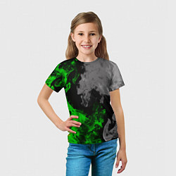 Футболка детская Зелёный и чёрный огонь, цвет: 3D-принт — фото 2
