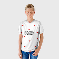 Футболка детская Королевы рождаются в январе и сердца, цвет: 3D-принт — фото 2