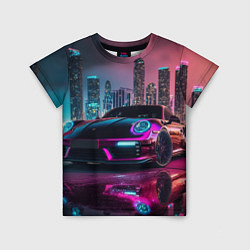 Футболка детская Porshe night city, цвет: 3D-принт