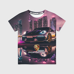 Футболка детская Porshe night city, цвет: 3D-принт