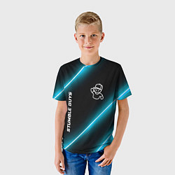 Футболка детская Stumble Guys неоновые лампы, цвет: 3D-принт — фото 2