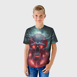 Футболка детская Грозовой череп с молниями, цвет: 3D-принт — фото 2