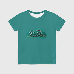 Футболка детская Символ 2025 нового года: зеленая змея, цвет: 3D-принт